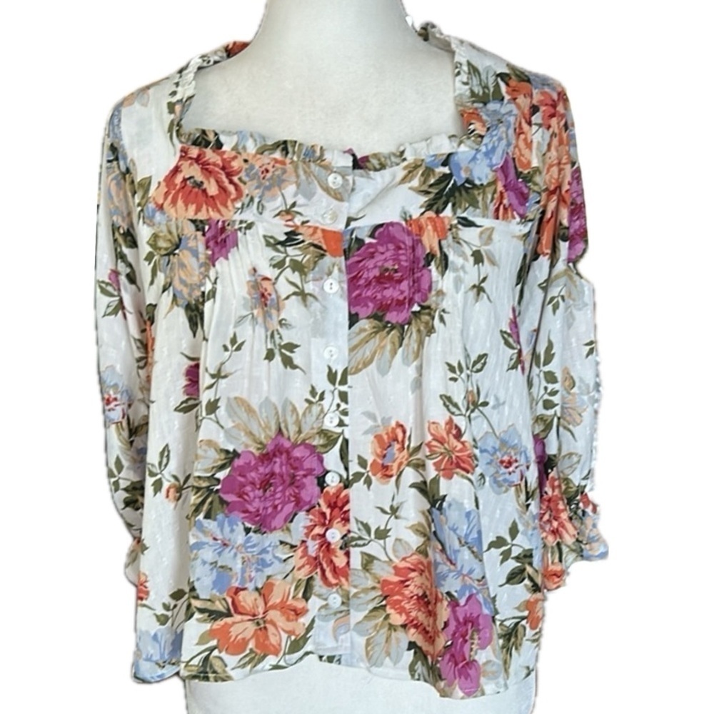 Rachel Rachel Roy Floral Button Front Blouse Size M